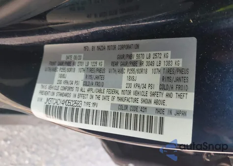 2021 Mazda Cx-9 Touring from USA, damaged, VIN JM3TCACY4M0502583